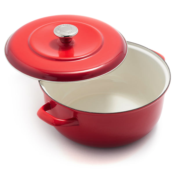 Merten Storck 5.3-Quart Enameled Iron Dutch Oven and 4-Quart Casserole, 2-Pack (Red)